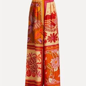 Farm Rio Wide-Leg Pants “forest mixed scarves” print.